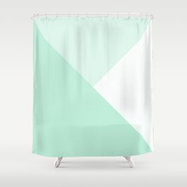 Mint Green Geometric Triangle Solid Color Block Spring Summer Shower Curtain