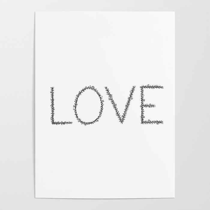 Love Botanical Design Poster