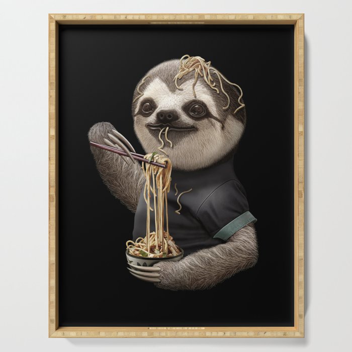 SLOTH EATING NOODLE Serving Tray