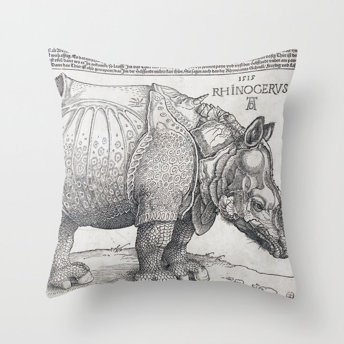 Dürer's Rhinoceros Throw Pillow