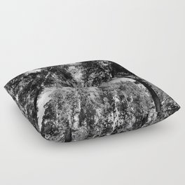 Summer Forest Canopy in Black and White  Floor Pillow