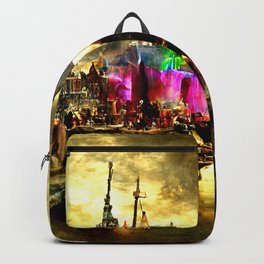Medieval Town in a Fantasy Colorful World Backpack