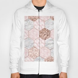 Rose gold dreaming - marble hexagons Hoody
