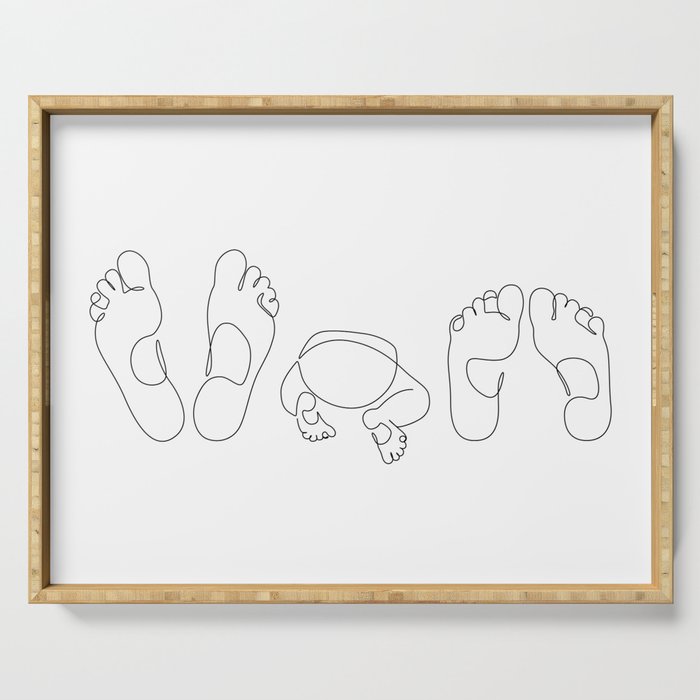 Family Feet / drawing of parents and baby Serving Tray