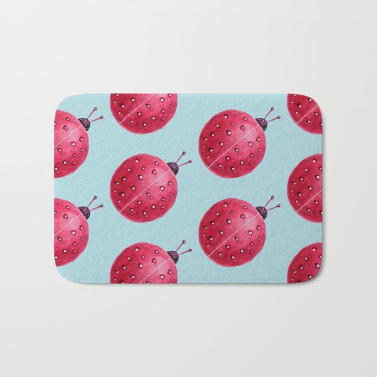 Spherical Abstract Watercolor Ladybug Bath Mat