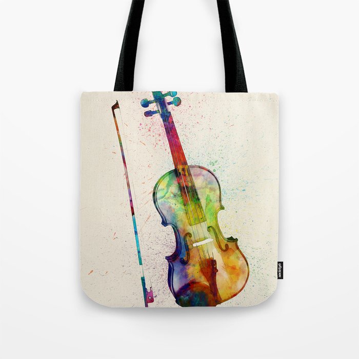 Violin Abstract Watercolor Tote Bag