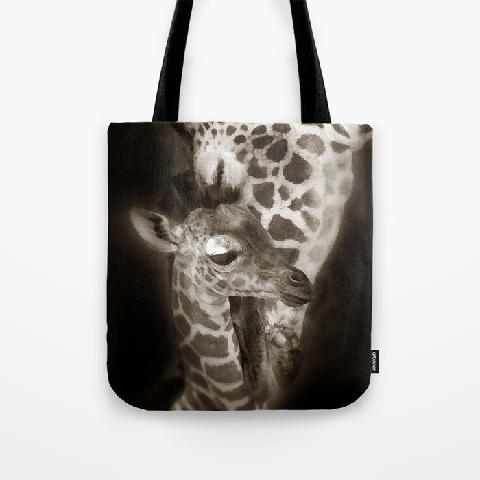Baby Giraffe and Mother Tote Bag