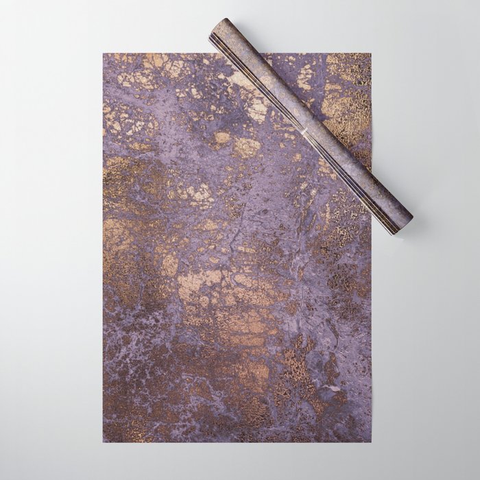 Purple and Copper Glamour Ink  Marble Texture Wrapping Paper
