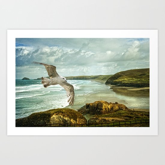 Perranporth Beach Cornwall Art Print
