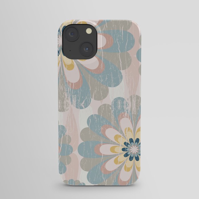 Distressed Floral Pattern in Muted Blush Pink Teal Yellow iPhone Case