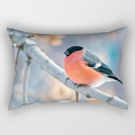 Awesome Cute Little Orange Chest Bird Sitting On Twig Zoom UHD Rectangular Pillow