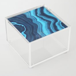 Blue Neon Water Ripple Agate Acrylic Box