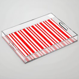 Vertical Peppermint Stripes Acrylic Tray