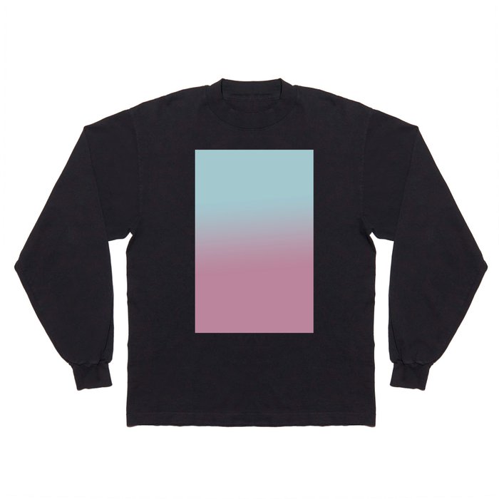 Modern Abstract Pastel Pink Teal Ombre Long Sleeve T Shirt
