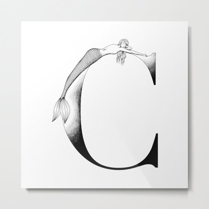 Mermaid Alphabet - C Metal Print