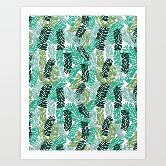 tropical plant house plant palm leaves plant watercolor painting abstract nature pattern leaf summer Art Print