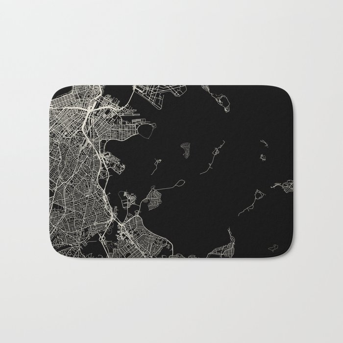 USA Boston - City Map - Black and White Bath Mat