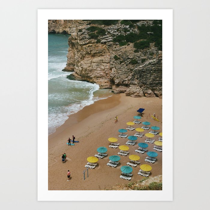 Sagres Umbrellas in Portugal on 35mm Film Art Print