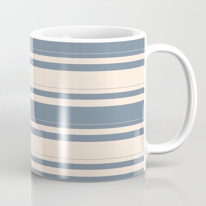 Light Slate Gray and Beige Colored Pattern of Stripes Coffee Mug