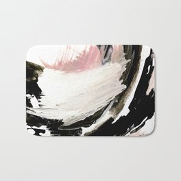 Crash: an abstract mixed media piece in black white and pink Bath Mat