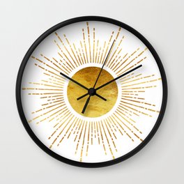 Golden Sunburst Starburst White Hot Wall Clock