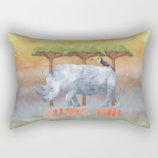RHINO - FUN - rhinoceros - Africa Animal on #Society6 Rectangular Pillow