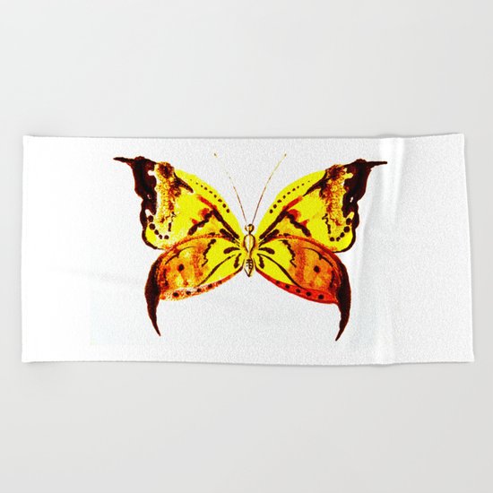 yellow butterfly Beach Towel