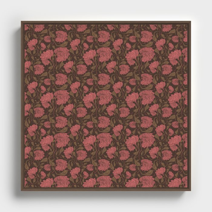 Ornamental Floral Print - Pink Framed Canvas