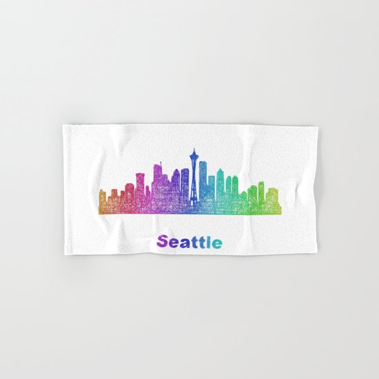 Rainbow Seattle skyline Hand & Bath Towel