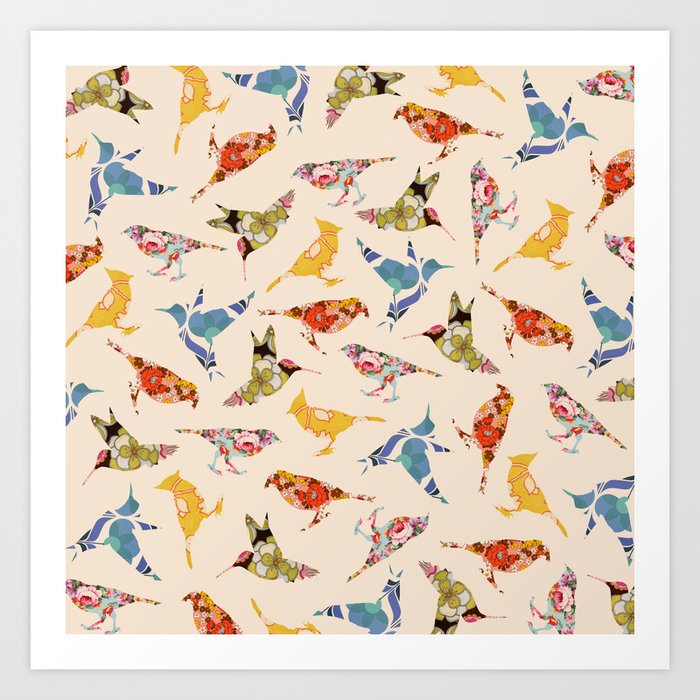Vintage Wallpaper Birds Art Print By Notsniw Society6