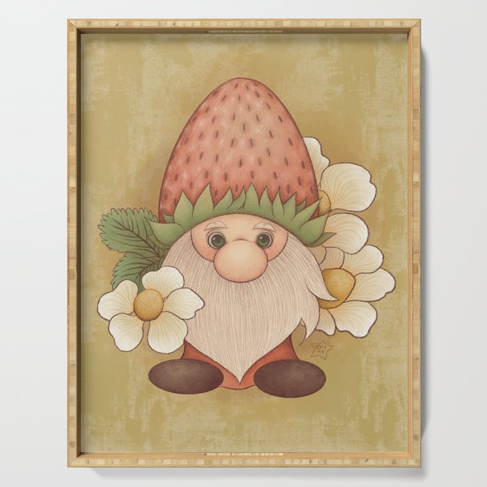 Woodland Gnome With Strawberry Hat Serving Tray