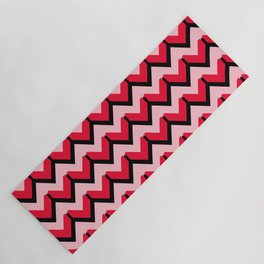 Coral Pink Chevron Geometric Abstract Pattern Yoga Mat