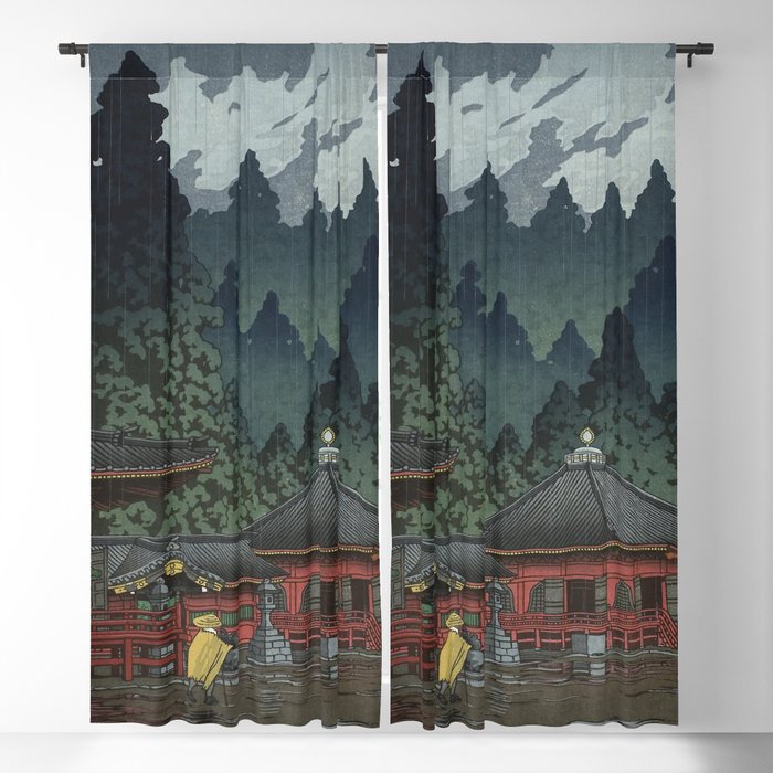 Hasui Kawase, Rain In Nikko, Futatsudo - Vintage Japanese Woodblock Print Art Blackout Curtain