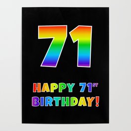 [ Thumbnail: HAPPY 71ST BIRTHDAY - Multicolored Rainbow Spectrum Gradient Poster ]