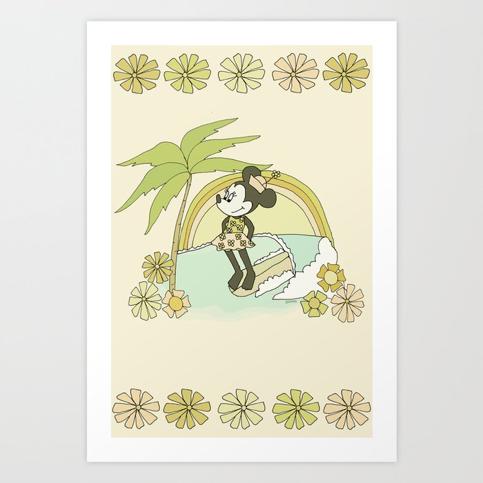 "Minnie Mouse Surfs Up" by Surfy Birdy Art Print