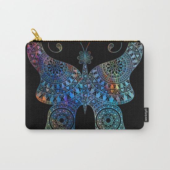 Drawn Butterfly on Black Carry-All Pouch
