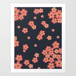 Beautiful Japanese Sakura Flower Pattern Design Art Print
