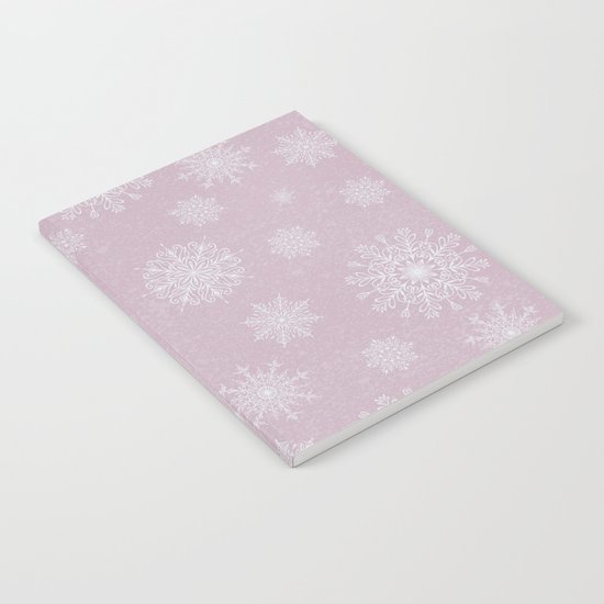 Assorted Snowflakes On Pink Background Notebook