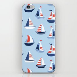 Sailboats in the distance - Blue and Orange iPhone Skin