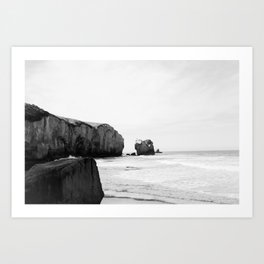 Black and White Dunedin beach - New Zealand Art Print