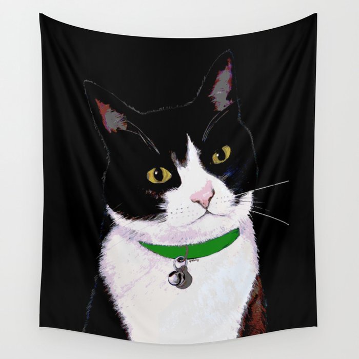 Tuxedo Cat Wall Tapestry by Paintings by gretzky Cats Society6