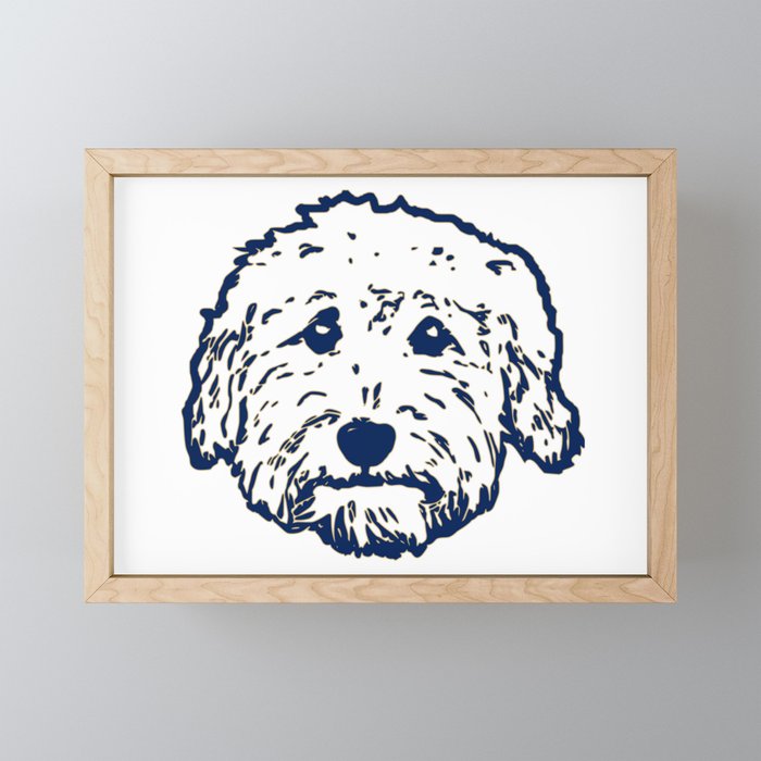 Goldendoodle dog face silhouette - perfect Golden doodle gift idea Framed  Mini Art Print by StudioCheeky