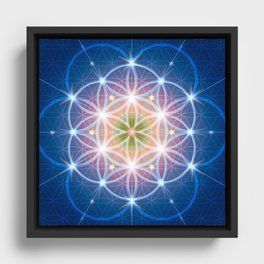 Blue Flower of Life 2 Framed Canvas