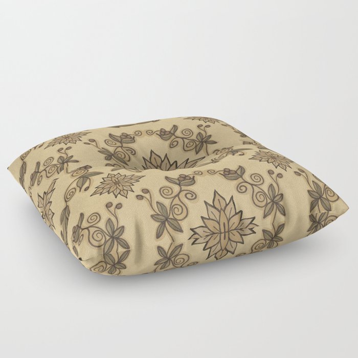Faded tapestry pattern in golden wheat Floor Pillow