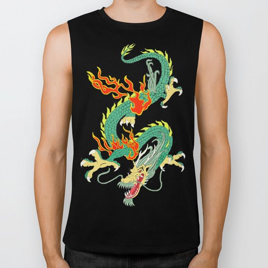 Green Chinese Dragon Biker Tank