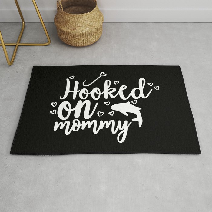 Hooked On Mommy Cute Fishing Kids Rug