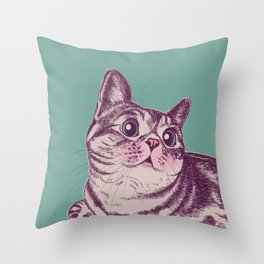 Cat Blushed Vintage Throw Pillow