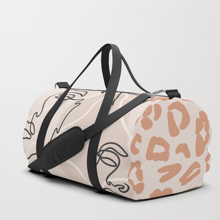 Woman Face Line Art Modern Blush Pink Pattern Duffle Bag