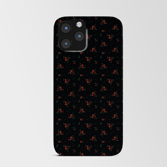 Red roses black iPhone Card Case