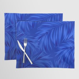 Palm Tree Fronds Brilliant Blue on Blue Hawaii Tropical Décor Placemat
